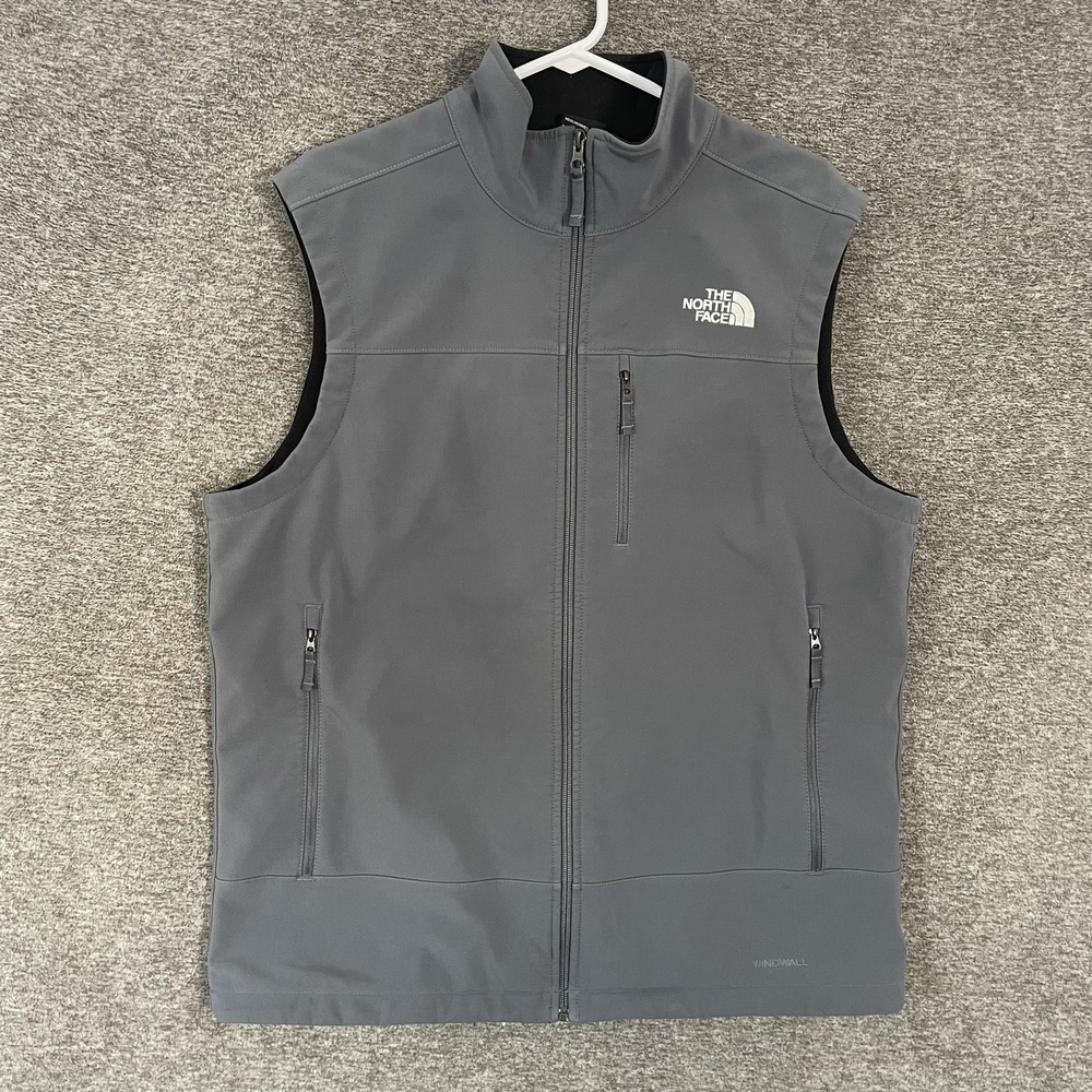 The North Face WindWall Vest Mens Large Gray Softshell Full Zip Pockets Outdoor